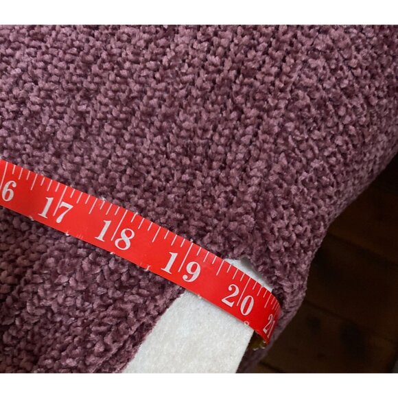 Matty M XS Chenille Crewneck Sweater Women's Recycled Fabric Plum Ribbed Hem - Picture 9 of 11